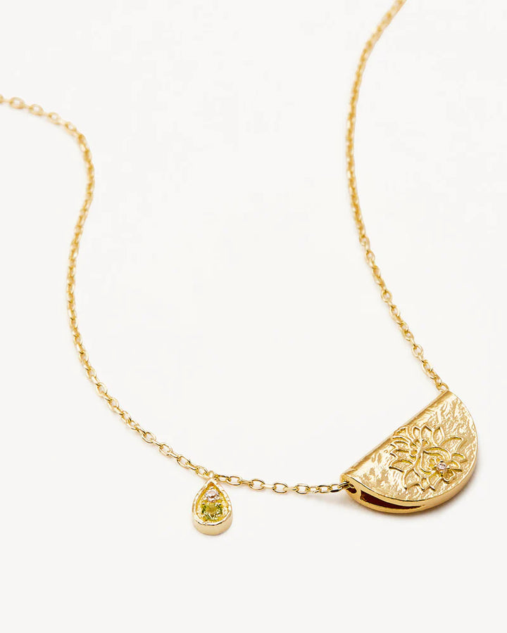 By Charlotte 18k Gold Vermeil Lotus August Birthstone Necklace - Peridot