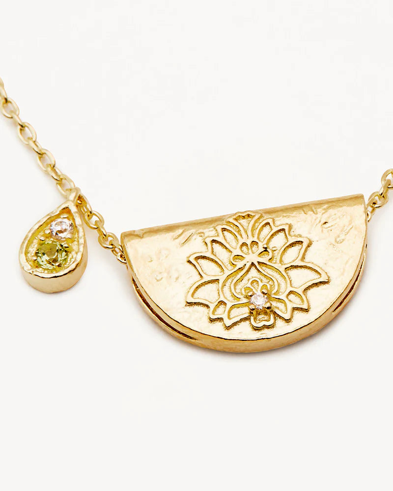 By Charlotte 18k Gold Vermeil Lotus August Birthstone Necklace - Peridot