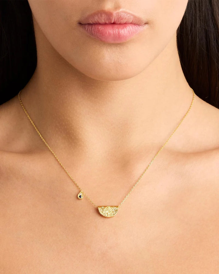 By Charlotte 18k Gold Vermeil Lotus September Birthstone Necklace - Sapphire