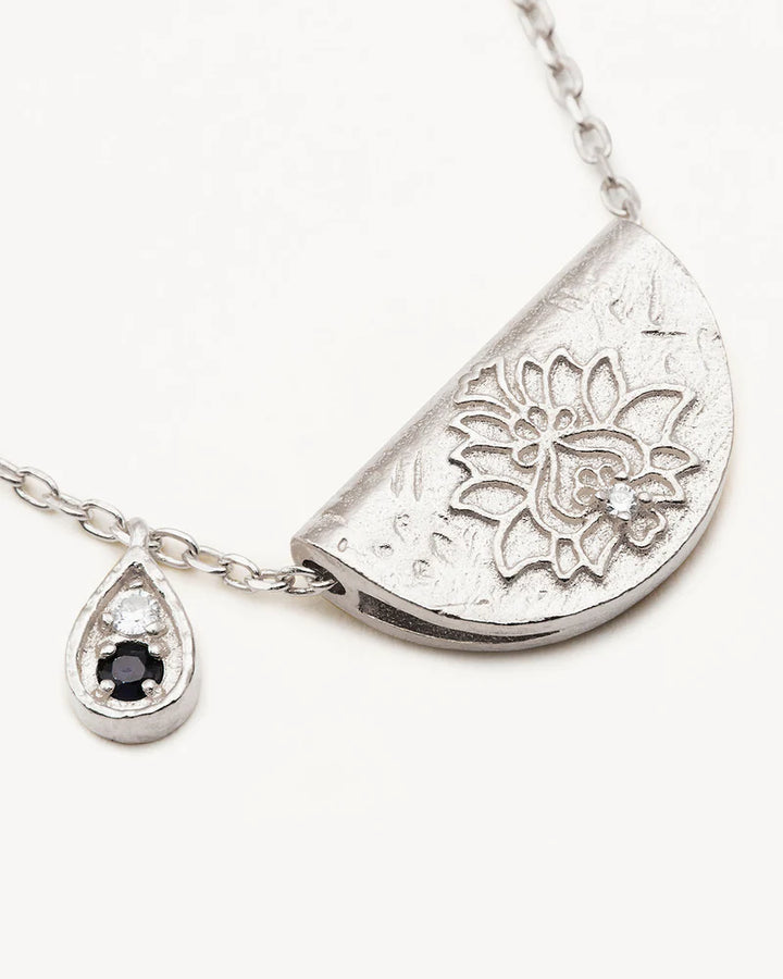 By Charlotte Sterling Silver Lotus September Birthstone Necklace - Sapphire