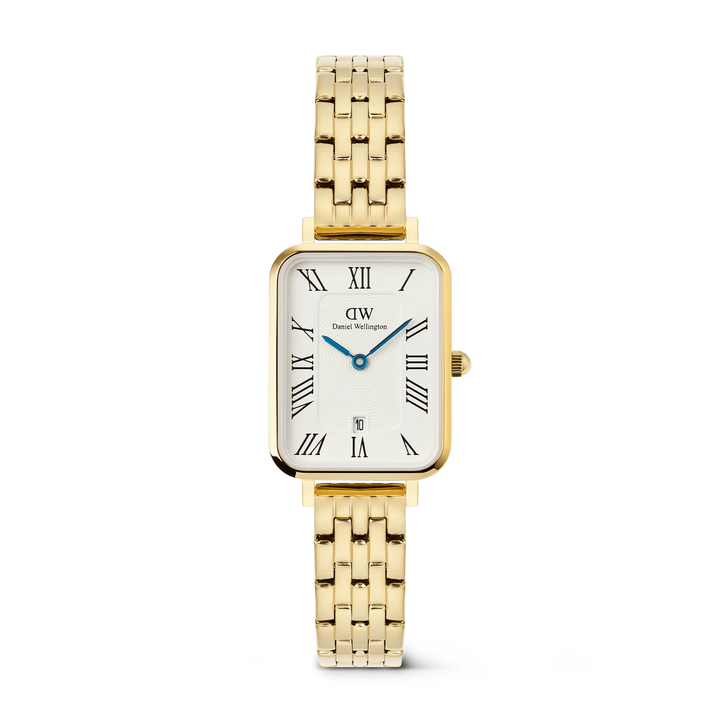 Daniel Wellington Quadro Roman Numerals w Date Gold Watch 20mm x 26mm