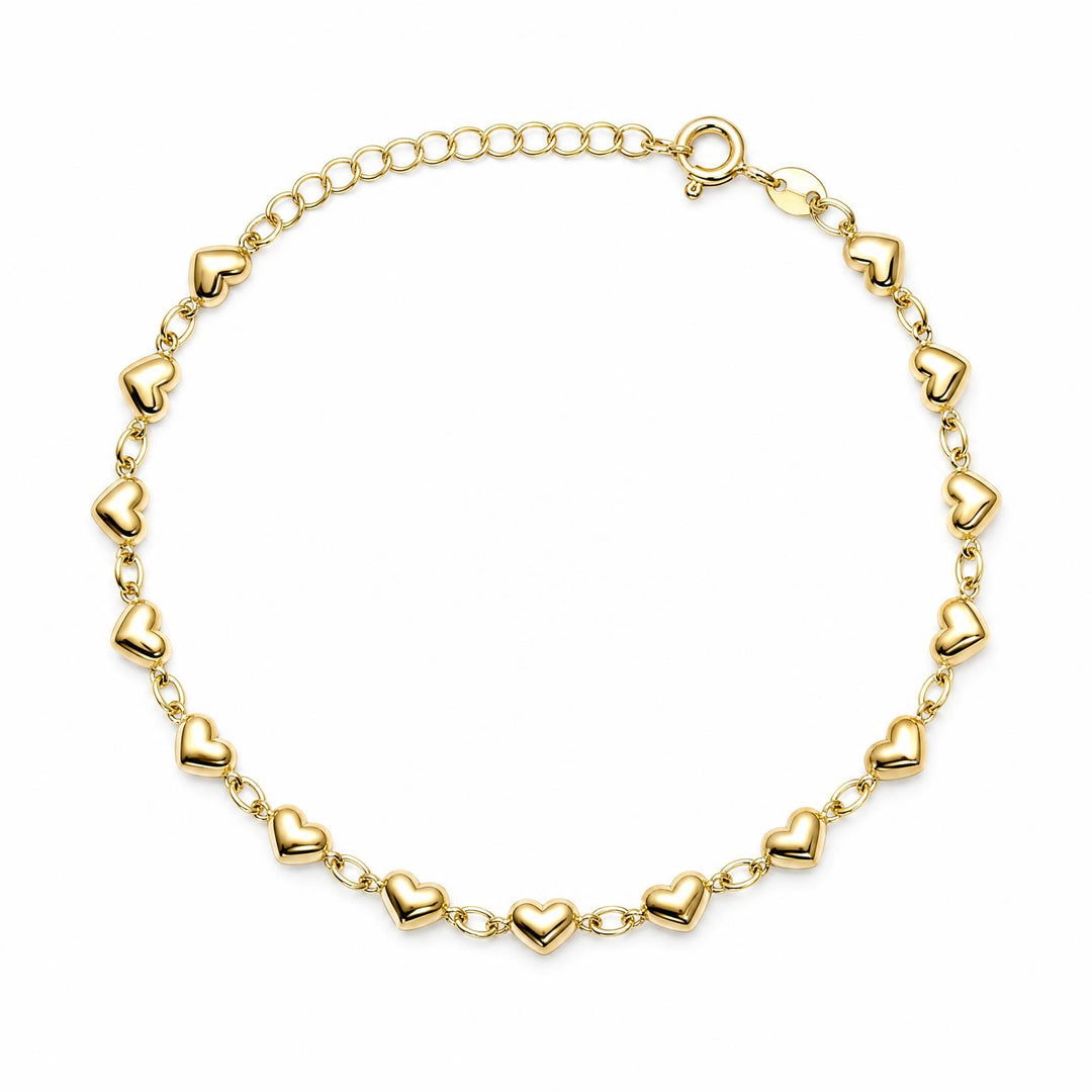 LT Gold Plated Chain of Hearts Bracelet