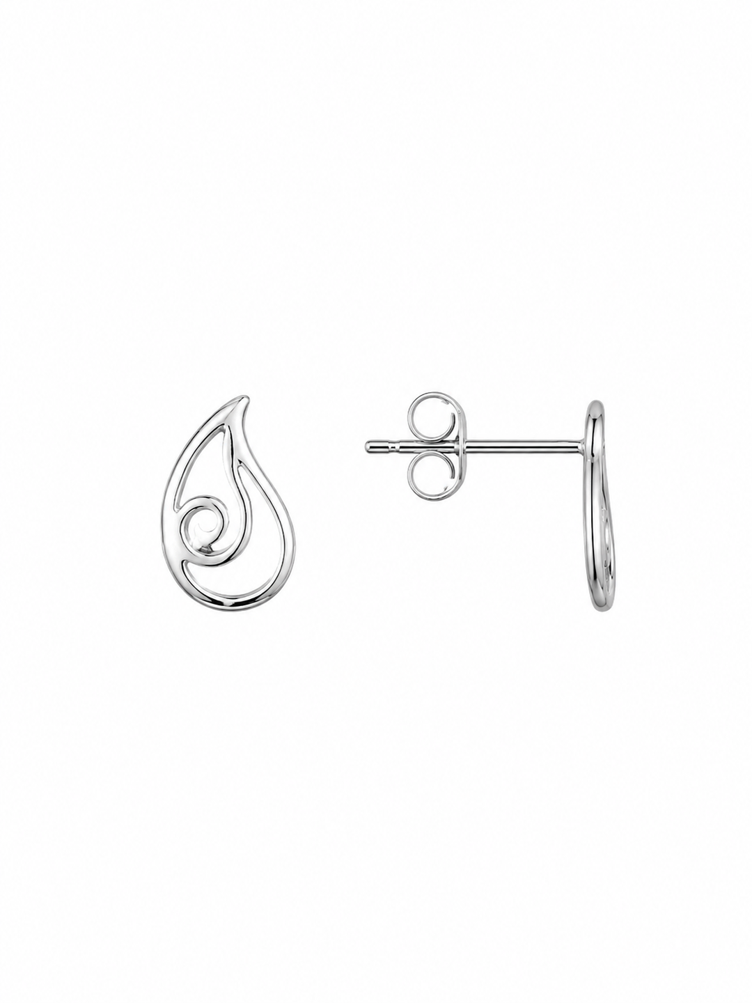 LT Sterling SilverTeardrop Koru Stud Earrings