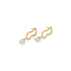 Gold Plated Onda Pearl Earrings