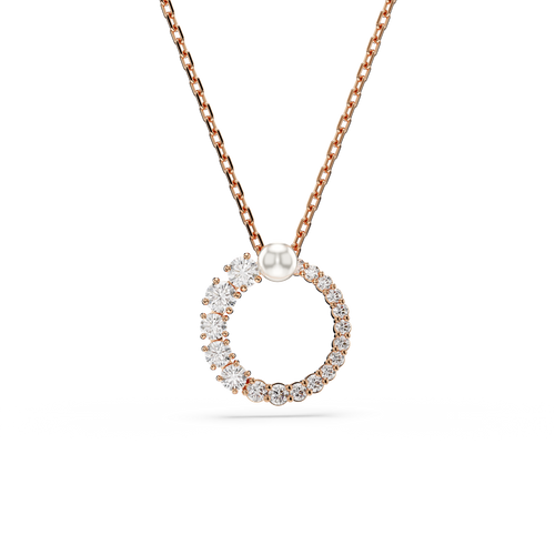 Matrix Pendant Crystal Pearl Round Cut White Rose-Gold-Tone Plated