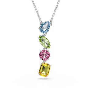 Gema Y Pendant Mixed Cuts Multicolored Rhodium Plated