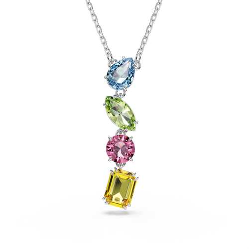 Gema Y Pendant Mixed Cuts Multicolored Rhodium Plated