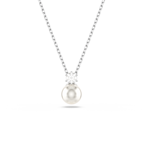 Matrix Pendant Crystal Pearl Round Cut White Rhodium Plated