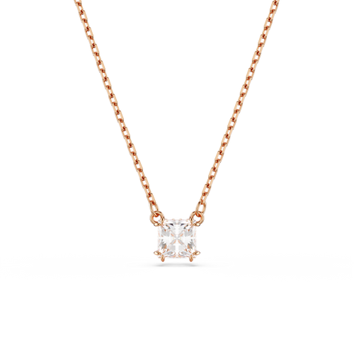 Stilla Attract Pendant Square Cut White Rose-Gold-Tone Plated