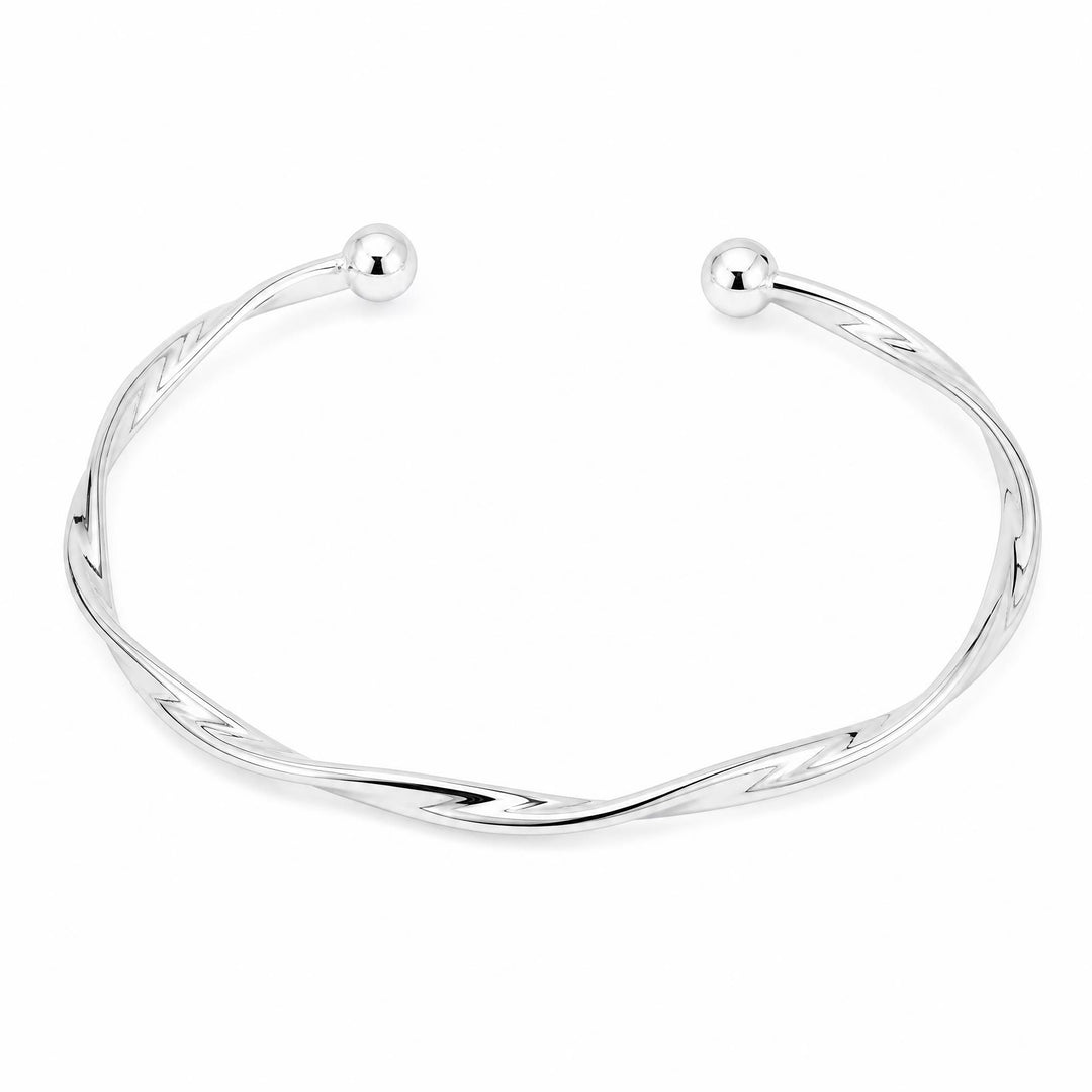LT Sterling Silver Twisted Open Cuff Bangle