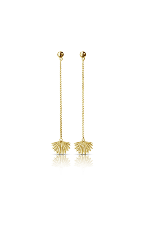 Boh Runga Gold Plated Mini Fan Tail Drop Earrings