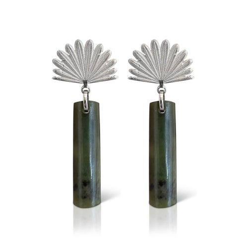 BOH RUNGA POUNAMU PIWAKAWAKA DROP EARRINGS