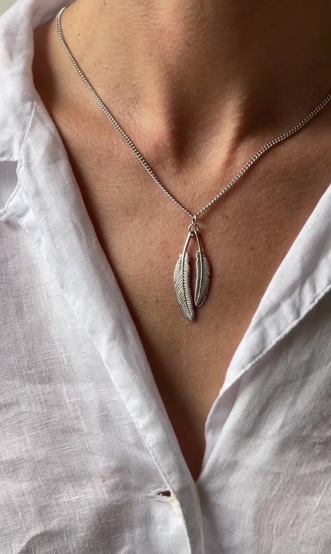 Boh Runga Gold Plate Duo Miromiro Feather Pendant