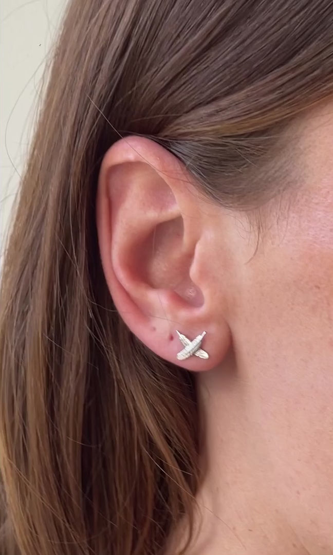 Boh Runga Gold Plated Mini Feather Kisses Studs