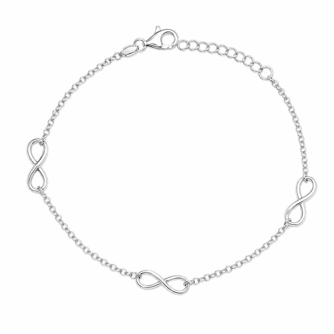 LT Sterling Silver Triple Infinity Chain Anklet