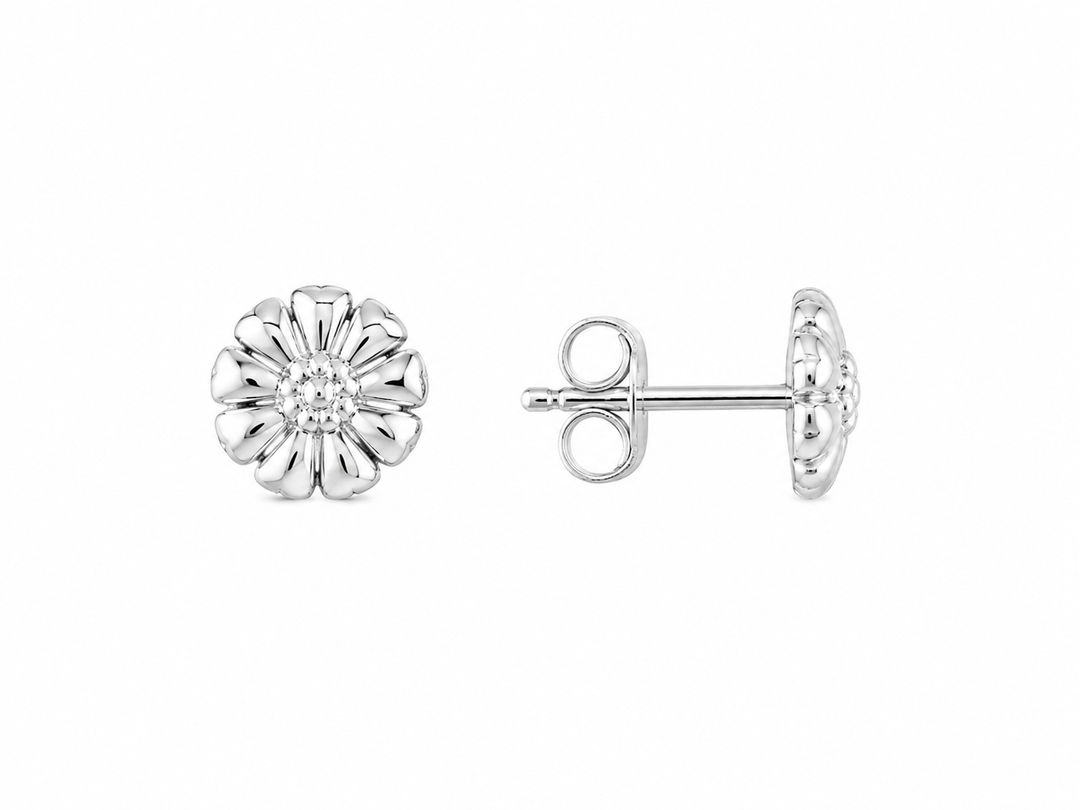 LT Sterling Silver Blossom Button Stud Earrings
