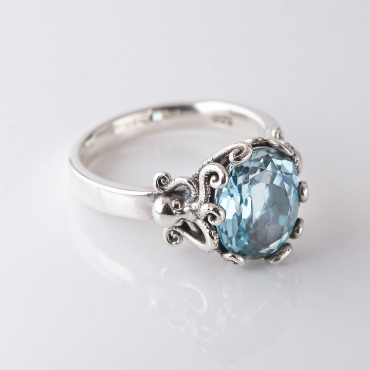 Nick Von K Sterling Silver with Topaz Twin Octopus Ring