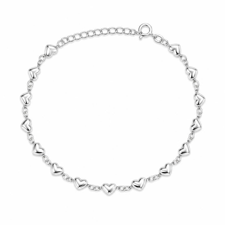 LT Sterling Silver Chain of Hearts Bracelet