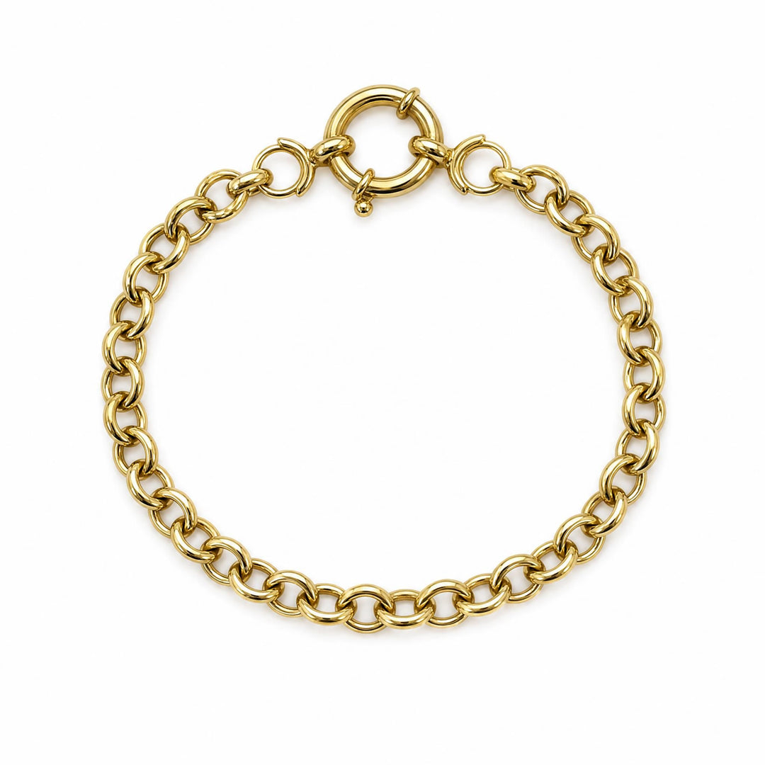 LT Gold Plated Belcher Chain with Bolt Clasp Braclelet