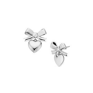 KAREN WALKER SILVER SUPERLOVE BOW EARRINGS