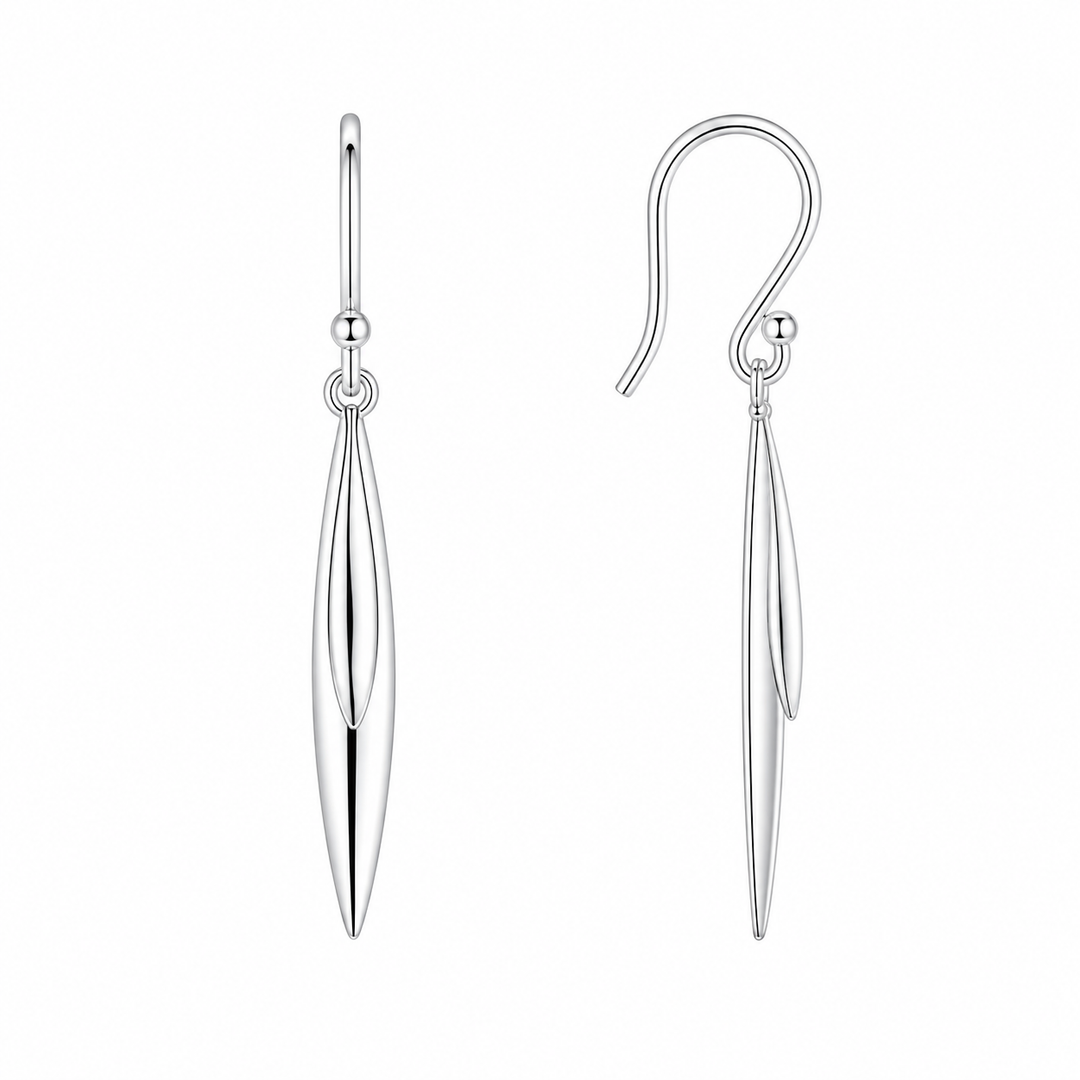 LT Sterling Silver Double Sleek Reed Drop Earrings