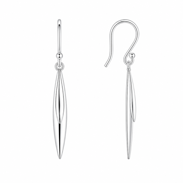 LT Sterling Silver Double Sleek Reed Drop Earrings