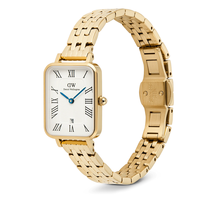 Daniel Wellington Quadro Roman Numerals w Date Gold Watch 20mm x 26mm