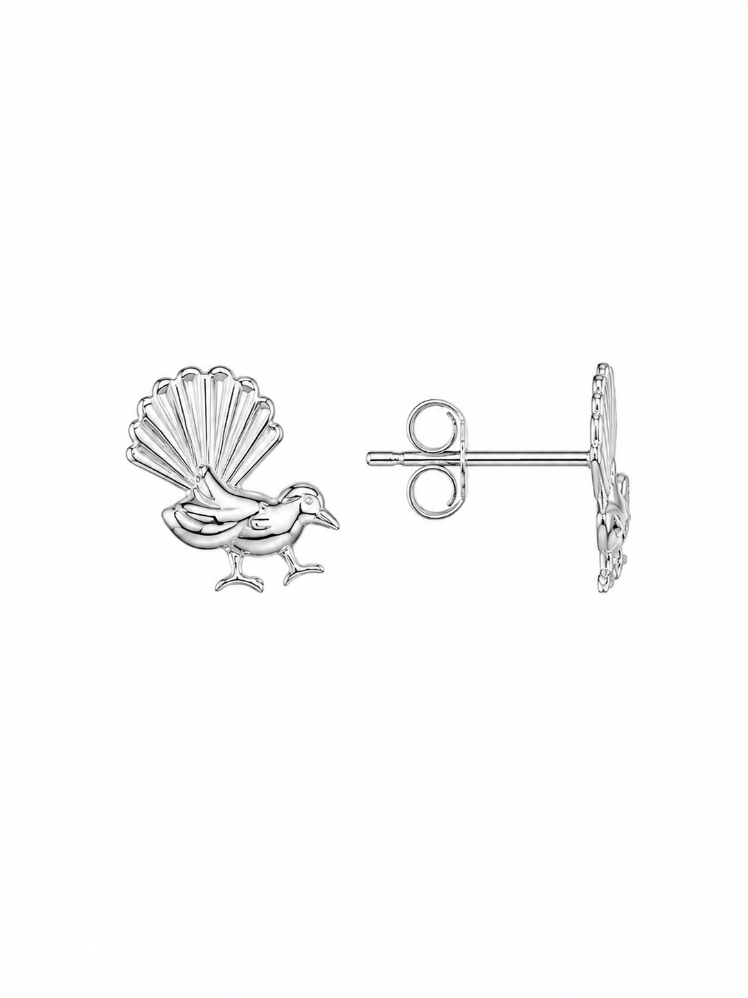 LT Sterling Silver Fantail / Piwakawaka Stud Earrings