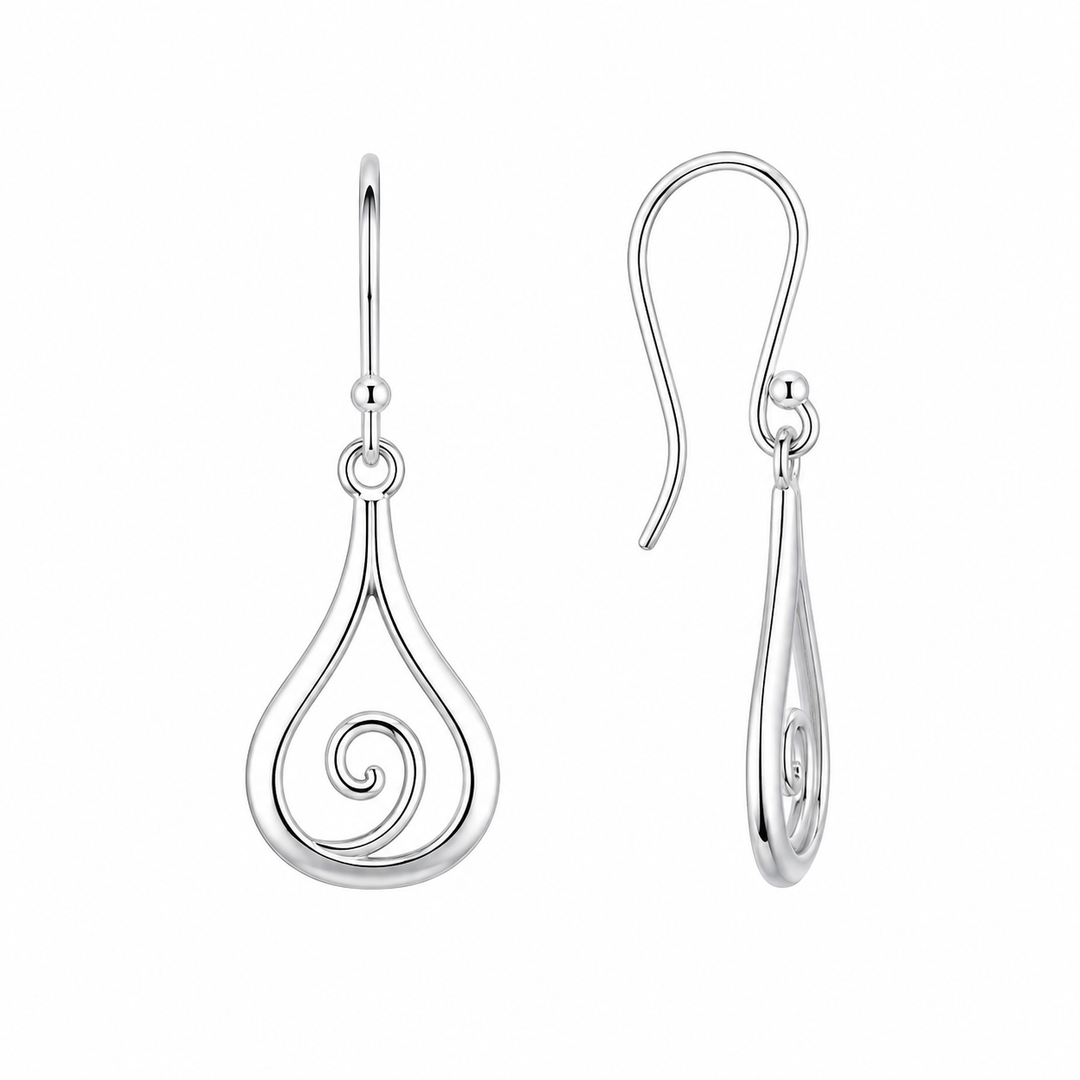LT Sterling Silver Graceful Koru Drop Earrings