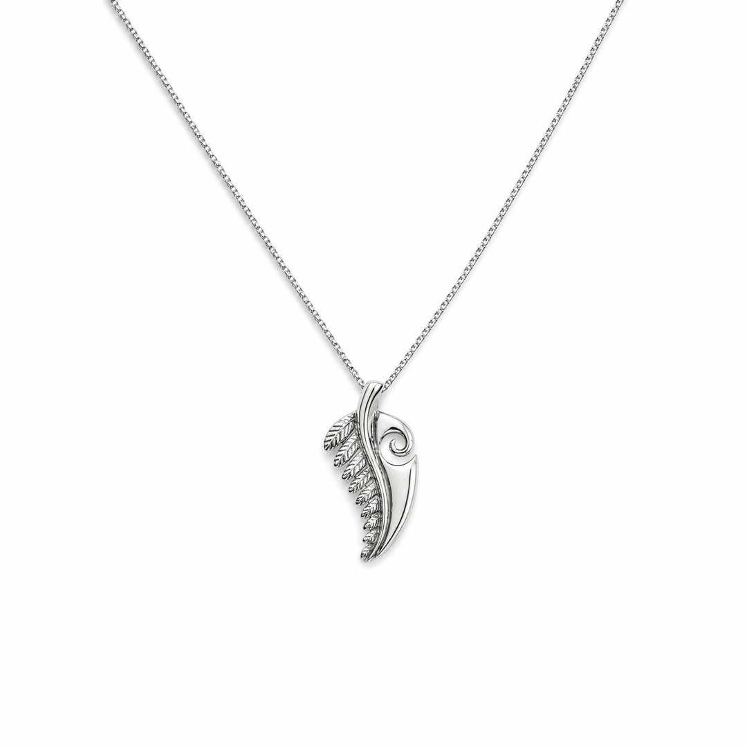 LT Sterling Silver Fern and Koru Necklace