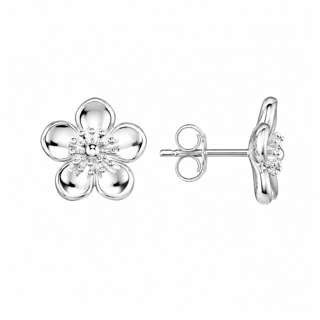 LT Sterling Silver Large Forget-Me-Not Stud Earrings