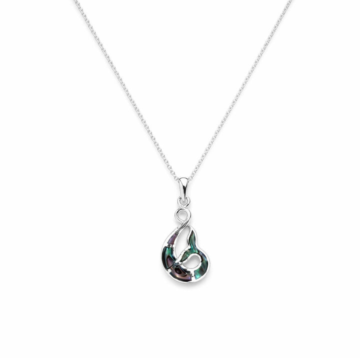 LT Sterling Silver Paua Fish Hook / Whale Tail Necklace
