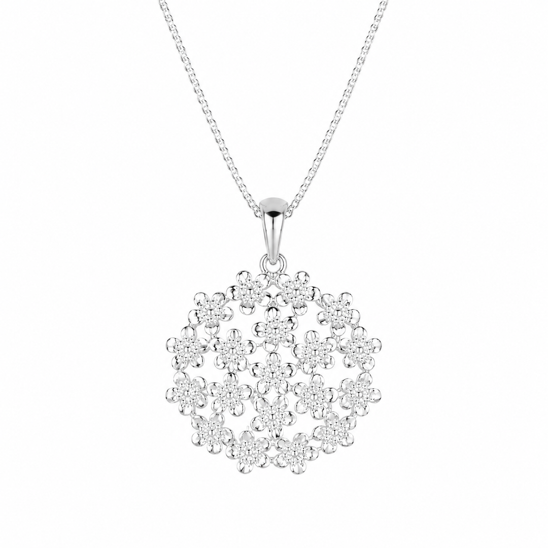 LT Sterling Silver Forget-Me-Not Medallion Necklace