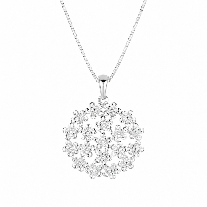 LT Sterling Silver Forget-Me-Not Medallion Necklace