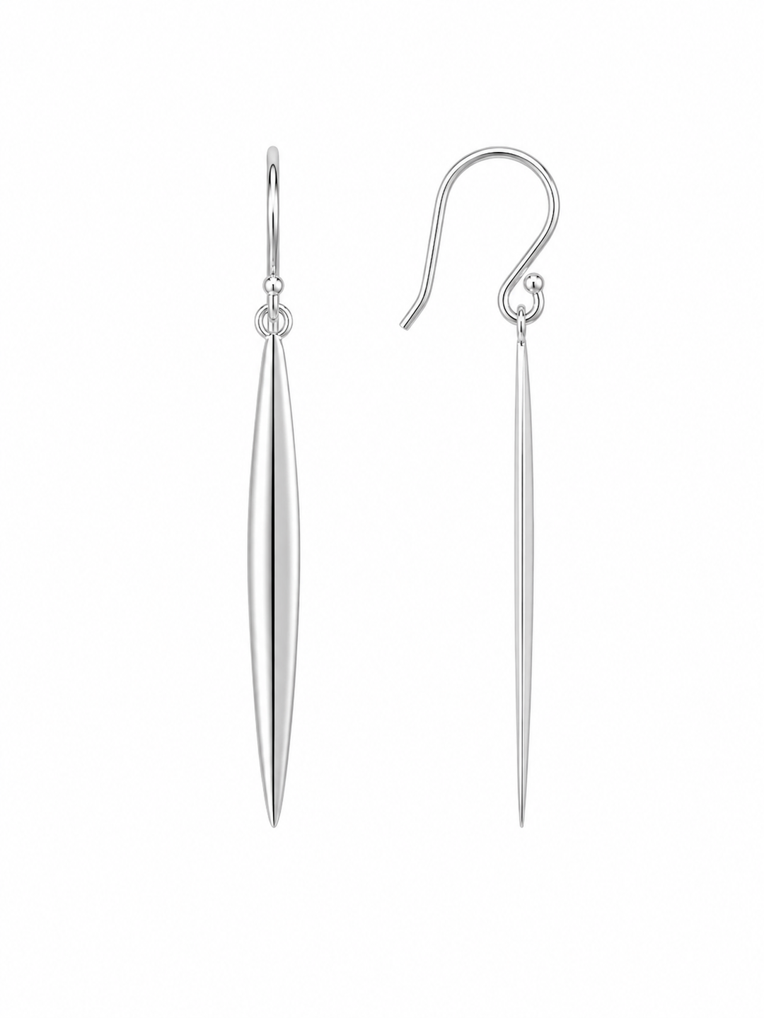 LT Sterling Silver Long Sleek Reed Drop Earrings