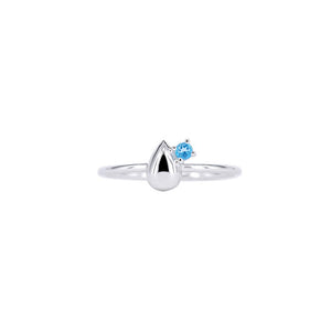 Silver Duette Ring - Blue Topaz