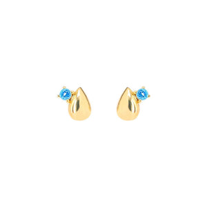 Gold Plated Duette Studs - Blue Topaz