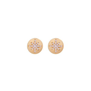 Gold Plated Starburst Button Stud Earrings