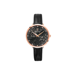 Eolia Rose Gold Black Black Leather Watch