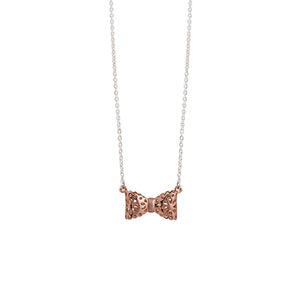 Silver and Rose Gold Plated Lace Bow Necklace