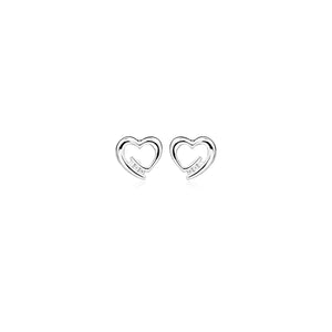 Silver Heart CZ Stud Earrings