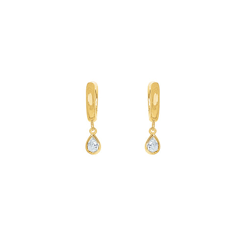 Gold Plated Lexi Huggie Earrings - Clear