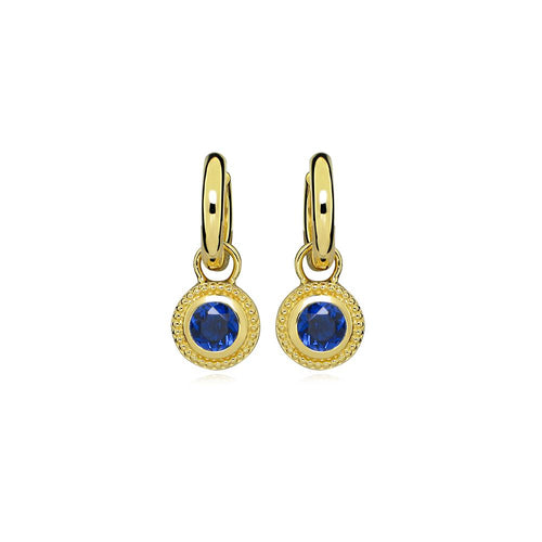 Gold Plated Nella Cubic Zirconia Earrings - Blue