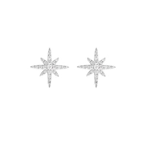 18ct White Gold Star Burst Diamond Earrings