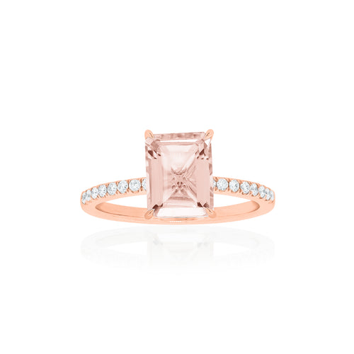 18ct Rose Gold Lavina Morganite Diamond Ring