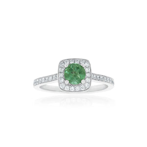 18ct White Gold Amira Emerald Diamond Ring