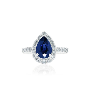 18ct White Gold Sapphire (Pear) Diamond Ring