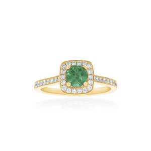 18ct Yellow Gold Amira Emerald Diamond Ring