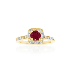 18ct Yellow Gold Amira Ruby Diamond Ring