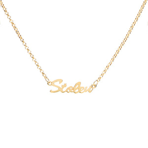 Gold Plated Stolen Script Necklace